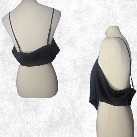 H&M Divided Black Satin Handkerchief Crop Top XL Festival Y2K - Picture 5 of 6